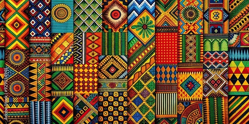 Vibrant and colorful patterns representing black culture, African, African American, tradition, heritage, diversity, celebration