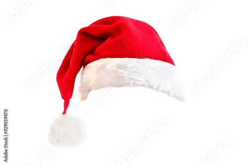 Photo of a red Christmas Santa Claus hat isolated on transparent background, png file