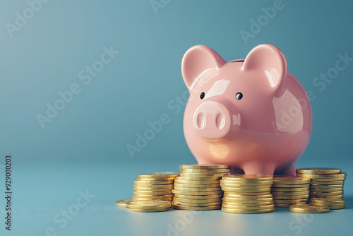 Piggy bank and coins representing smart savings