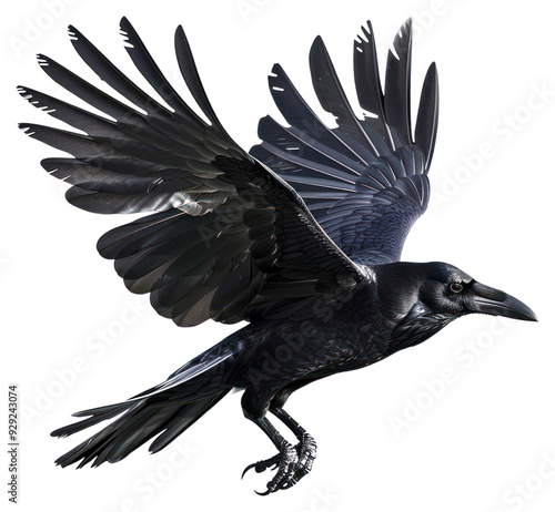 PNG Majestic black raven in flight