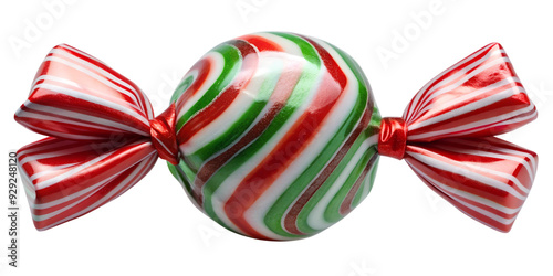 PNG Christmas striped peppermint candy with red bow transparent