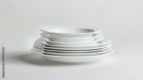 A pile of white plates stacked on top of each other