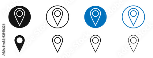 Map pointer vector icon in black and blue colors