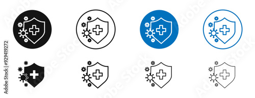 Immune system vector icon in black and blue colors