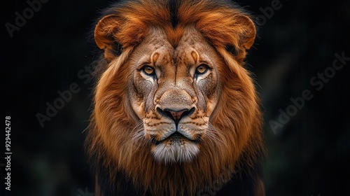 majestic lion portrait closeup of fierce lion face emerging from darkness mane backlit eyes gleaming with intensity