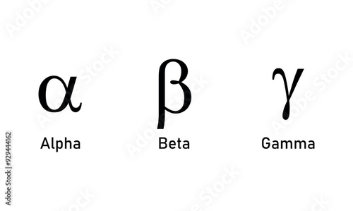 Alpha beta gamma letter icon symbol.