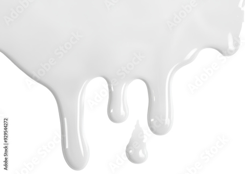 Spilled milk puddle isolated on white background and texture, top view