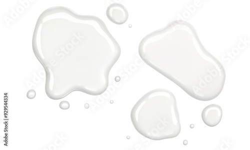 Spilled milk puddle isolated on white background and texture, top view