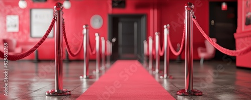 VIP Entrance to Exclusive Members-Only Club with Red Velvet Ropes and Scarcity Marketing