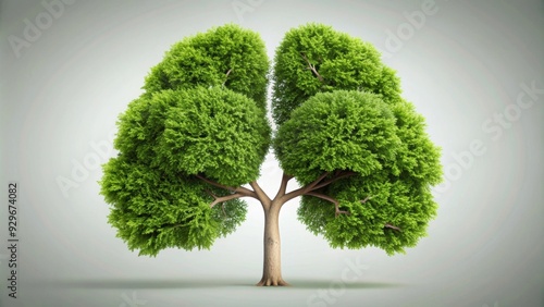 Green tree shaped like human lungs , nature, environment, concept, lungs, respiratory system, healthy, organic, plant, trees