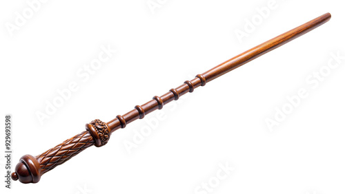 Wooden magic wand isolated on transparent background