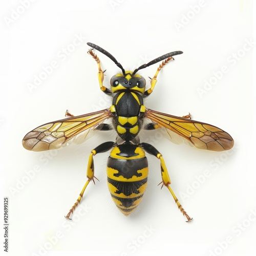 Yellow jacket wasp on white