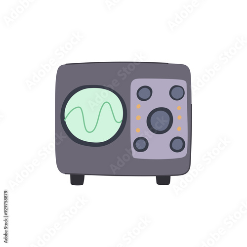 measurement oscillograph cartoon. display electronics, testing diagnostics, calibration probe measurement oscillograph sign. isolated symbol vector illustration