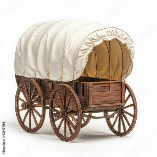 Transparent background with old wooden wagon carriage