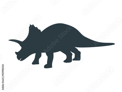 Jurassic dino dinosaur icon. Silhouette of triceratops