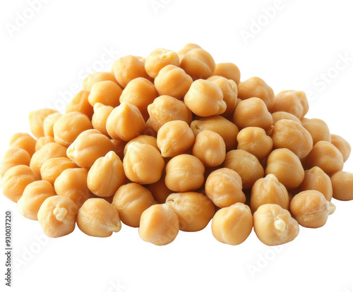 Pile of dry chickpeas isolated on white background. PNG transparent.