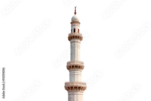 minaret of mosque on transparent background, png file