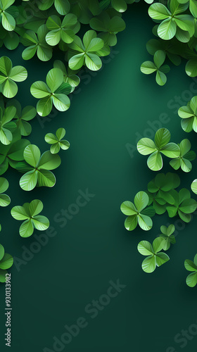 Green four-leaf clover, blessing of lucky clover