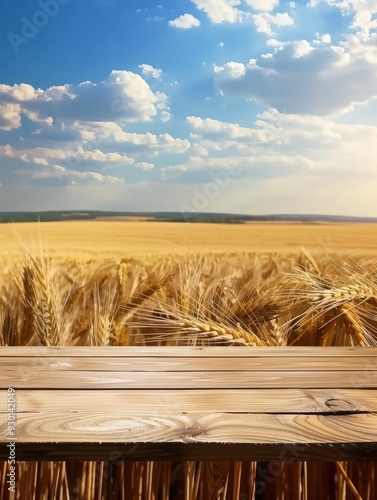 Wooden table in field