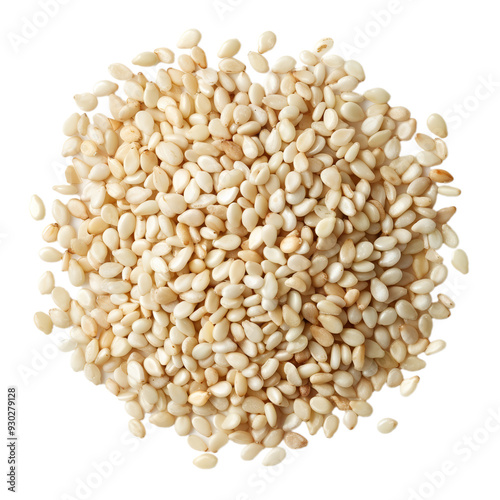 Top view of a single transparent sesame seed with a smooth texture, isolated on a transparent background 