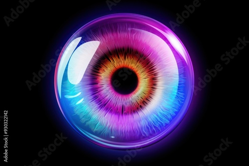 A eye icon iridescent purple iris accessories.