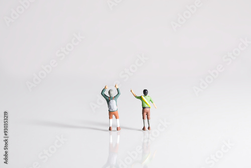 Silhouette, pose of mountaineers, miniature figures scene