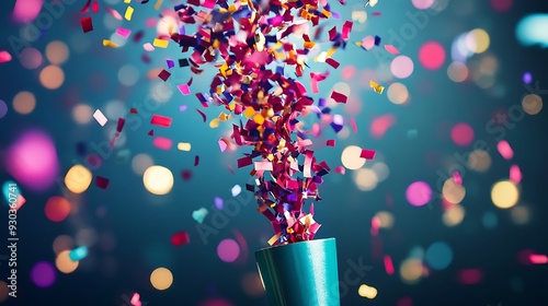 Colorful party popper bursting with confetti perfect for celebrations.