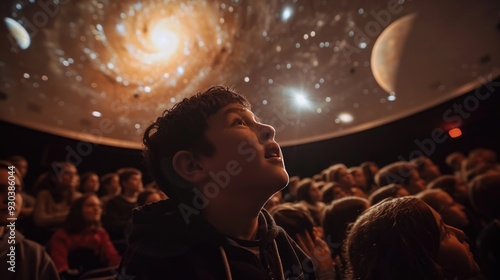 Child Marveling at a Planetarium Show: Awe-Inspiring Space Experience