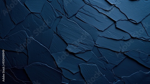 Dark blue slate rock texture background with rough, cracked layers of stone, creating a natural, rugged surface. Ideal for nature, geology, or abstract design projects.