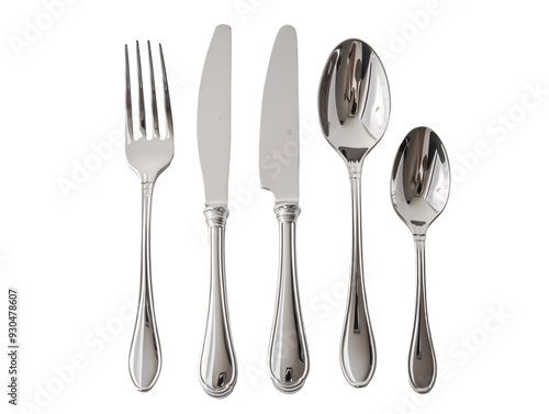 a silverware set with a fork spoon and knife