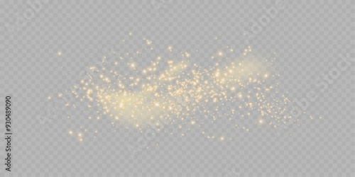 Realistic golden star dust light effect isolated on transparent. Stock royalty free vector illustration 