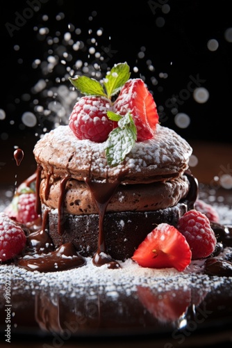 dark chocolate soufflé; dessert photography; best for banners, flyer, and poster