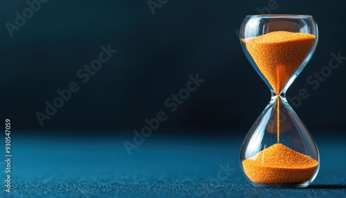 An elegant hourglass filled with orange sand, representing the passage of time in a serene and minimalist setting.