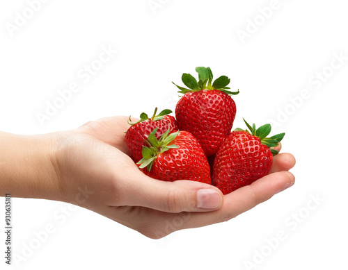 Hand, die Erdbeeren reicht, isoliert Hintergrund, Freisteller, Transparent 