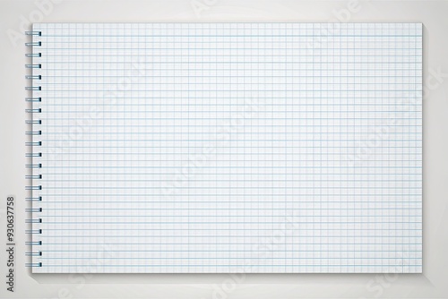 Blank white paper template with grid lines and margins on a clean desk, perfect for brainstorming, note-taking, or designing projects and presentations.