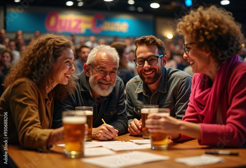 Diverse friends at charity trivia night