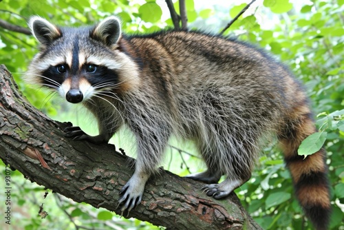 An image featuring a raccoon with its inquisitive expression, symbolizing its adaptability and cleverness in urban and natural environment