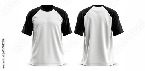 Plain white and black raglan short-sleeve shirts displayed from front and back angles on a white background