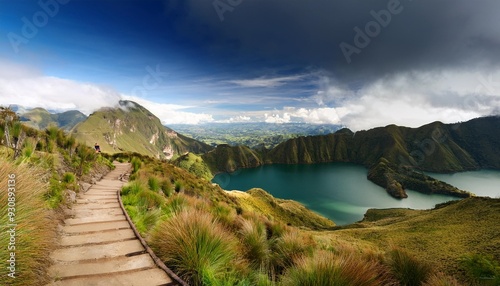 lake guatavita trail laguna guatavita located in the cordillera oriental of the colombian andes sacred site of the native muisca indians cundinamarca department colombia wilderness landscape