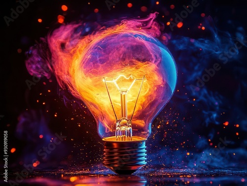 eureka illumination a dramatically lit lightbulb explodes with a vibrant burst of colorful paint representing the moment of inspiration and the birth of a brilliant idea