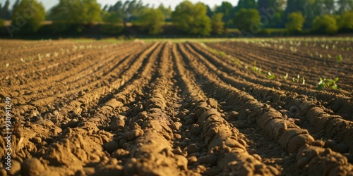 A plowed field where potatoes are grown