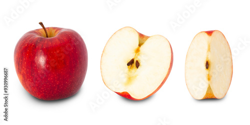 Set of Red Apple isolated on white background with clipping path, full depth of field.