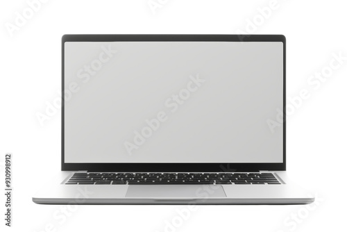 Front view of a modern laptop with transparent screens, isolated on white background