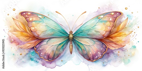 Celestial Butterfly: A vibrant blue butterfly with iridescent wings soars through a breathtaking, ethereal landscape filled with swirling clouds, sparkling orbs, and a radiant glow. Its delicate beau