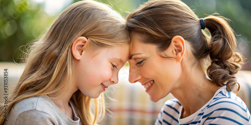 Mother and Daughter Touching Foreheads