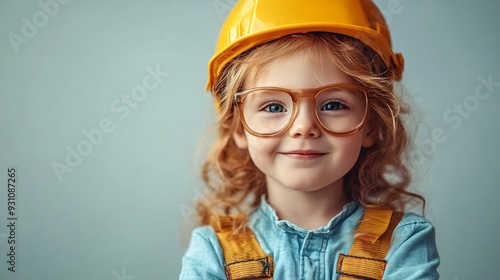 Young Aspiring Professional - Child Dressed in Career-Themed Outfit with Props on Neutral Background for Copy Space