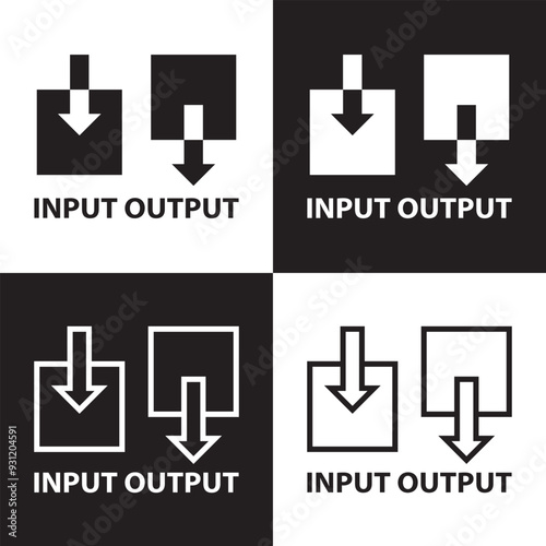 input output icon isolated on white and black background. Vector illustration . EPS 10