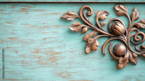 A weathered bronze filigree pattern with hints of verdigris, adding a touch of history and character.