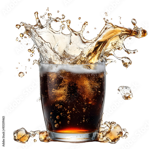 Energizing Soda Liquid Splash Isolated on Transparent Background