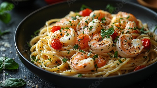 A delicious seafood linguine with a creamy white wine sauce and fresh herbs